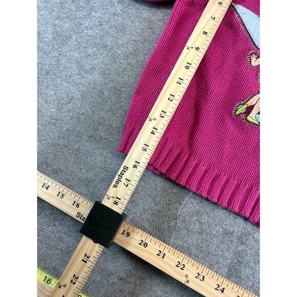 VINTAGE Disney Store Tinker Bell Sweater Girls Small Pink Knit Pullover Fairy - Picture 3 of 6